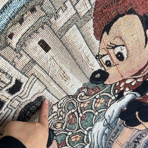 Vintage Disney Castle Mickey Minnie Mouse Tinkerbell Afgan Throw Blanket 50x60 - Picture 4 of 4